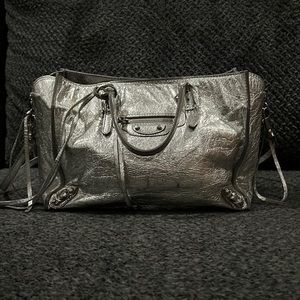 Silver Balenciaga Papier bag